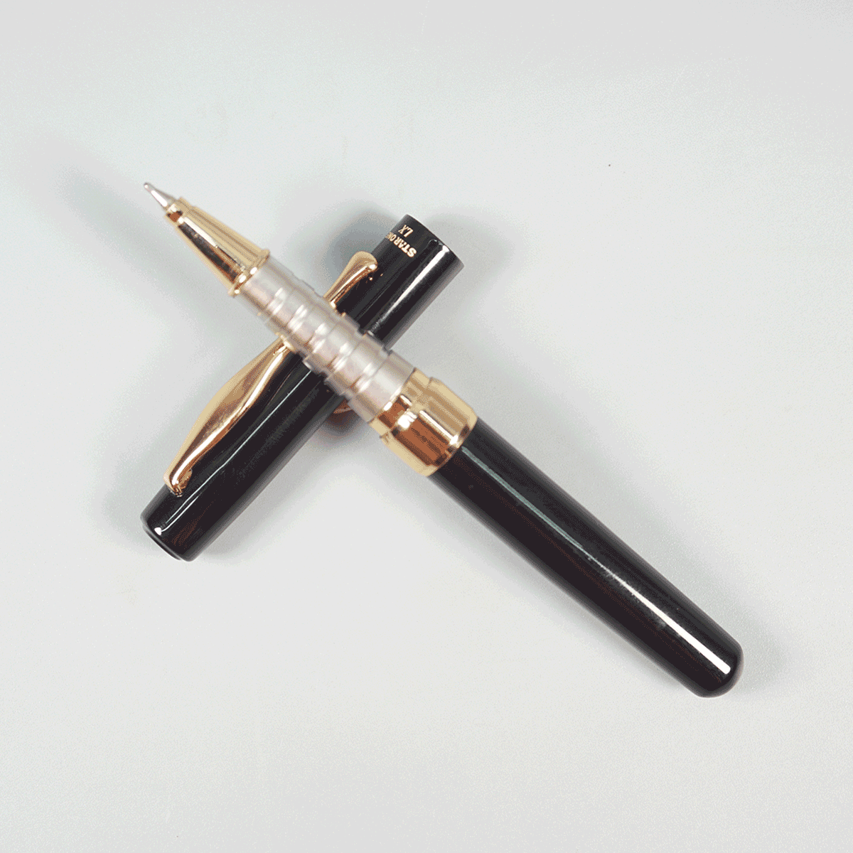 Starone LX Golssy Black Color Body With Gold Color Clip And Cap Type Ball Pen SKU 10261