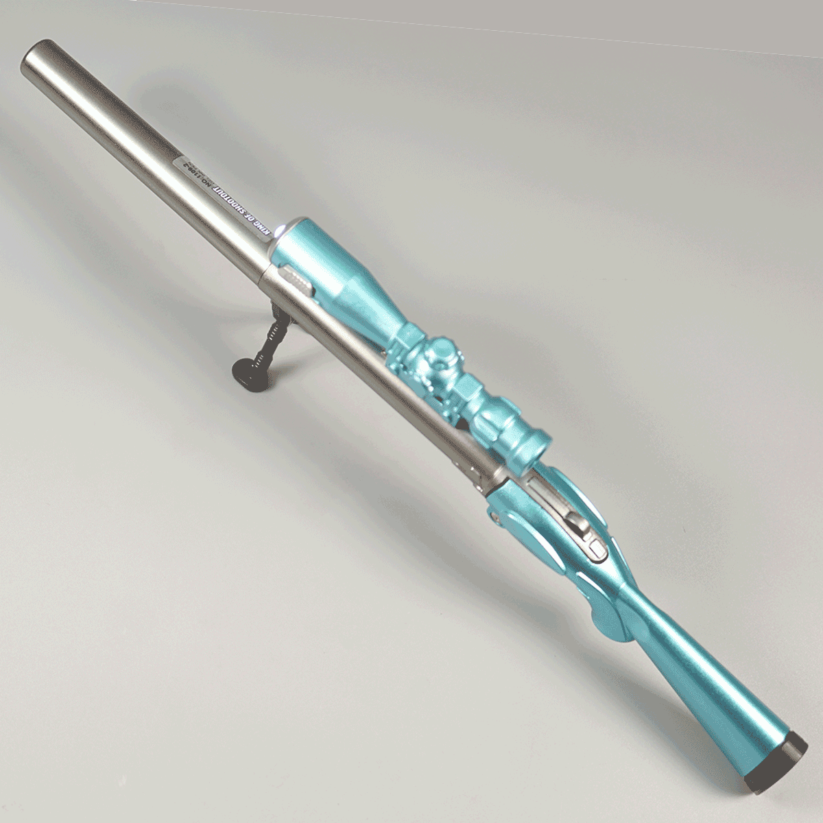 penhouse.in pens Blue And Gray Color Body Gun Shaped Foldable Gel Pen 0.38mm Line With Torch Light And Gun Sniper Rifle Gel Pen SKU 10284