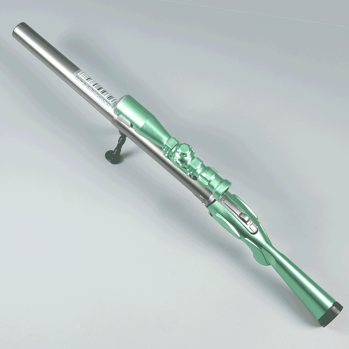 penhouse.in pens Green With Gray Color Body Gun Shaped Foldable Gel Pen 0.38mm Line With Torch Light And Gun Sniper Rifle Gel Pen SKU 10304