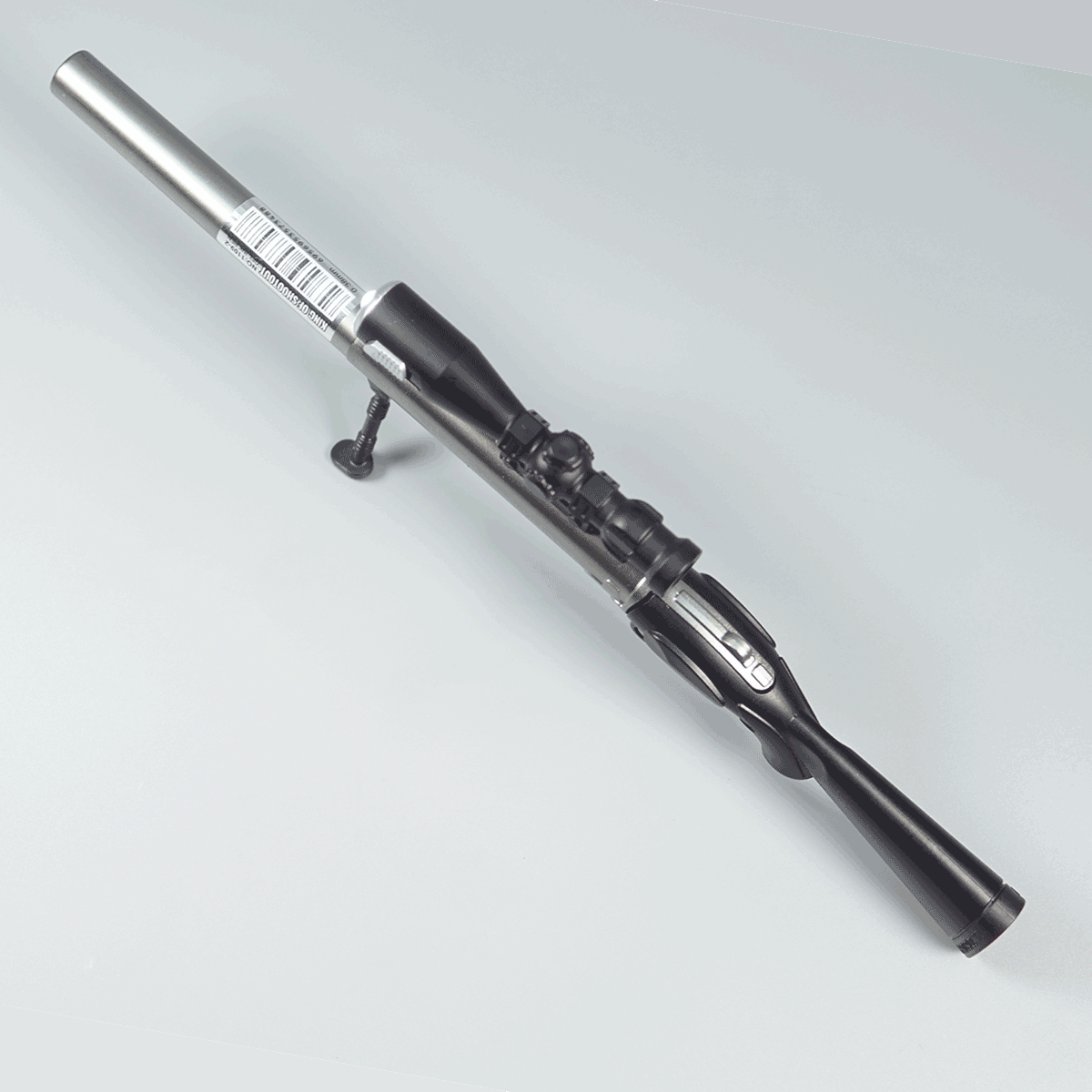 penhouse.in pens Black With Gray Color Body Gun Shaped Foldable Gel Pen 0.38mm Line  With Torch Light And Gun Sniper Rifle Gel Pen SKU 10305