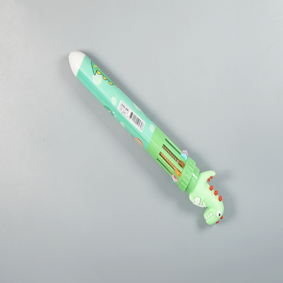 penhouse.in pens Light Green Color Body Dinosaur Themed 10 in 1 Multi Color Pen  Spring Type Ball Pen SKU 10444