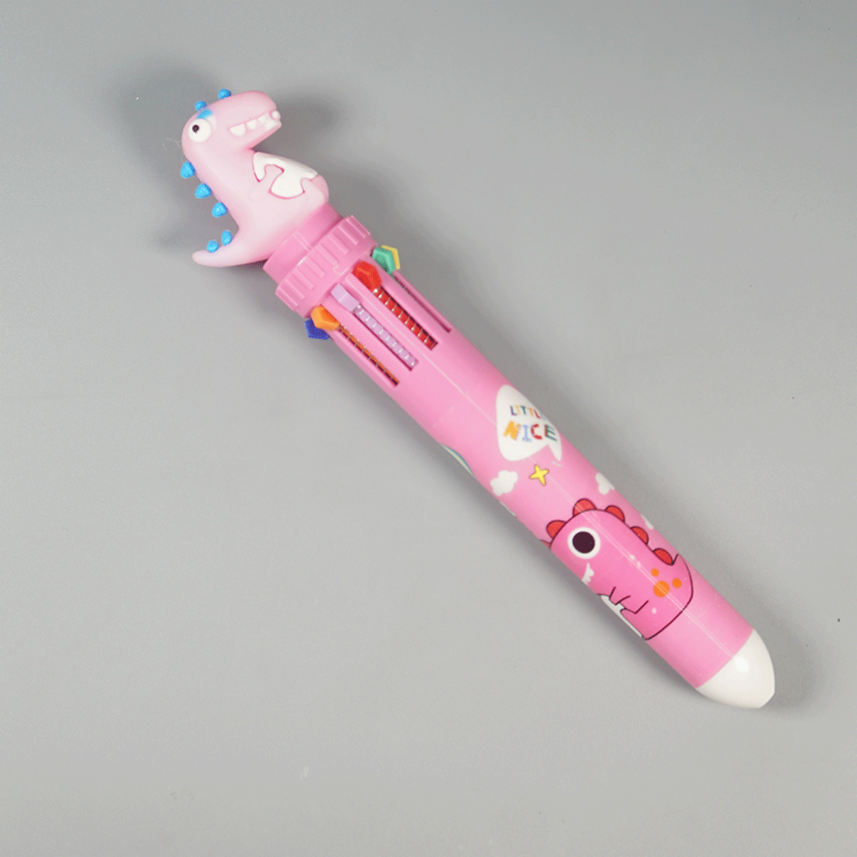 penhouse.in pens Pink Color Body Dinosaur Themed 10 in 1 Multi  Color Pen  Spring Type Ball Pen SKU 10445