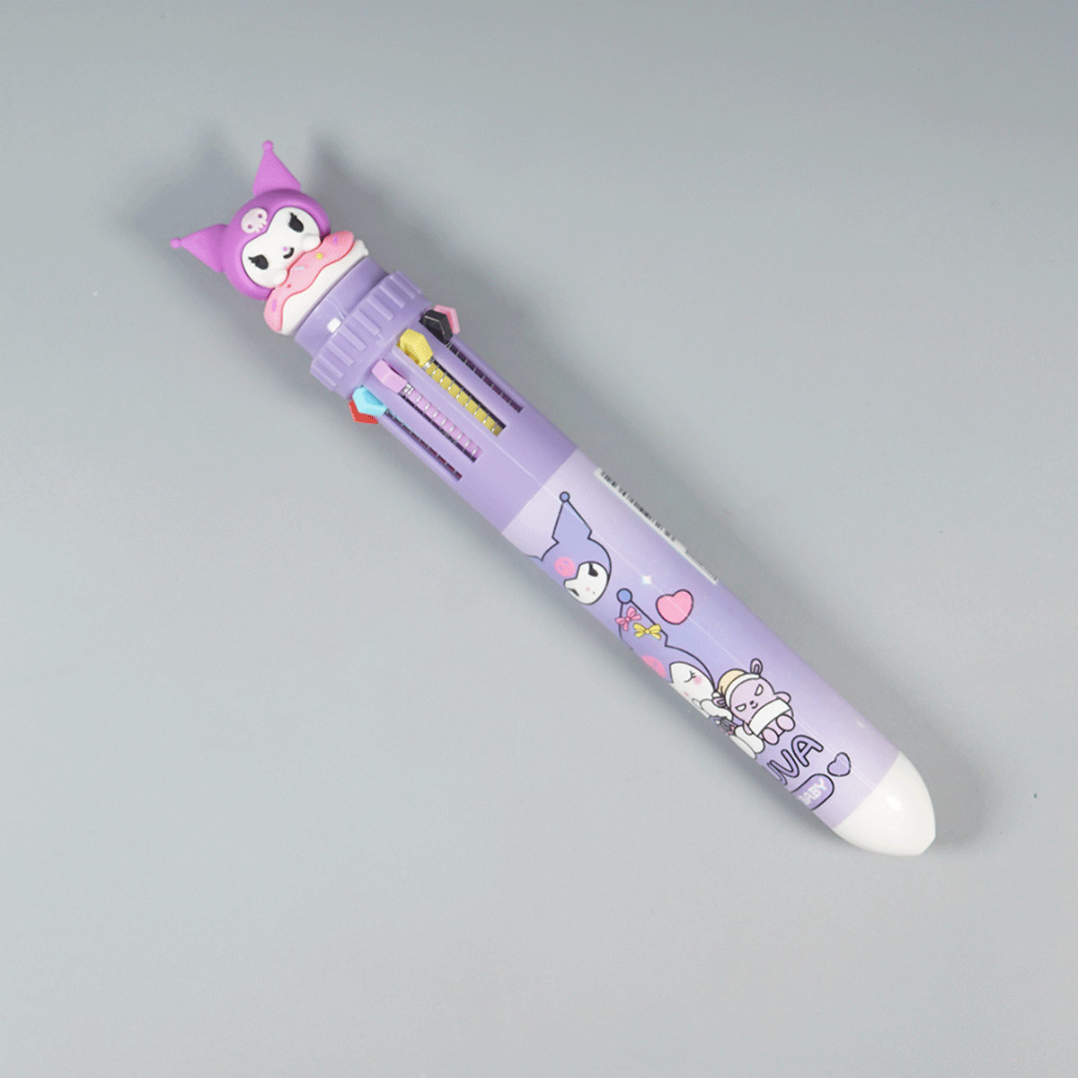 penhouse.in pens Purple Color Body Kuromi Themed 10 in 1 Multi Color Pen Spring Type Ball Pen SKU 10446
