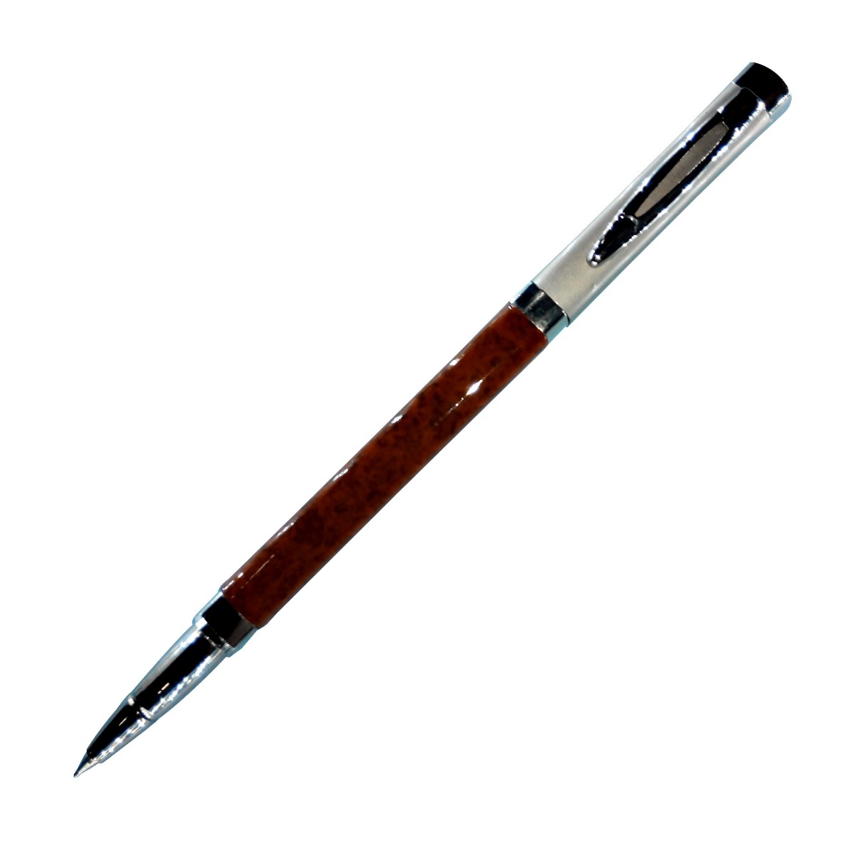 PENHOUSE.IN MODEL: 10452  SHORT SQUARE WOODEN FINISH BROWN COLOR BODY CAP TYPE  BALL PEN 