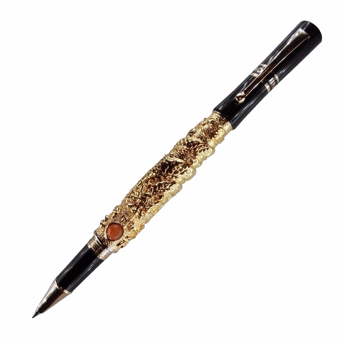 Jinhao Model No : 10515 Dragon Diamond Golden Color Body with Cap Type Roller Ball Pen Medium Tip