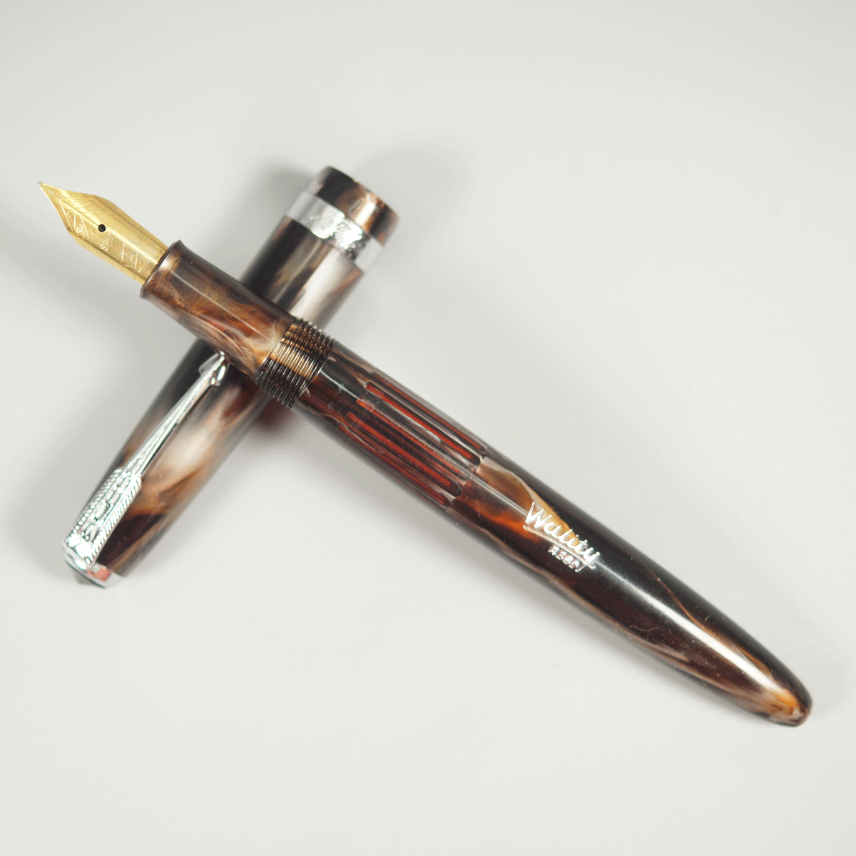 Wality 30 Year Old Model Brown Color Body With Silver Color Clip And Eye Dropper Model Fountain Pen SKU 10537