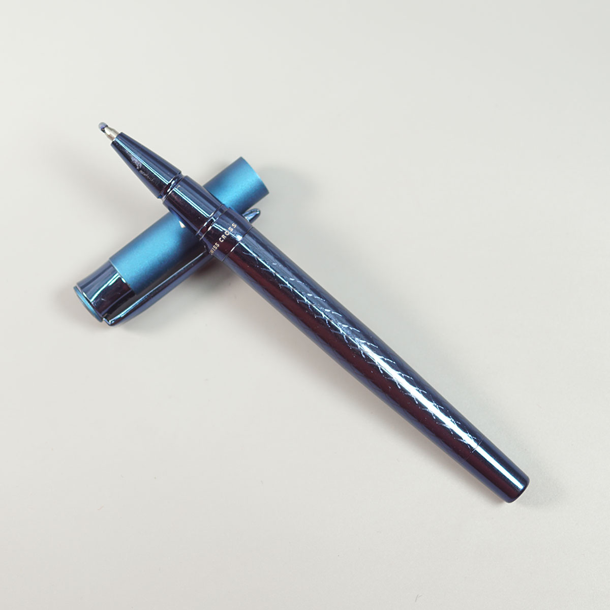 Swiss Cross 1001 Blue Color With Clip And Trim Fine Roller Ball Pen SKU 10556