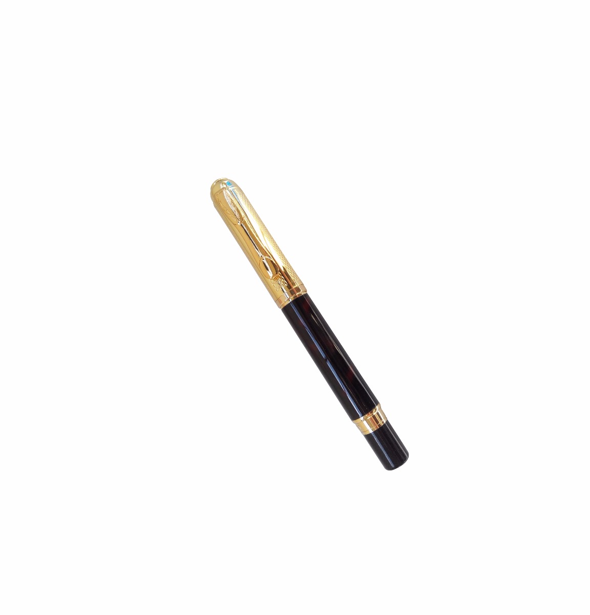 Dikawen Model No: 10559  Black with Marrown Color Marble Finish Body with Golden Cap Fountain Pen Medium Tip