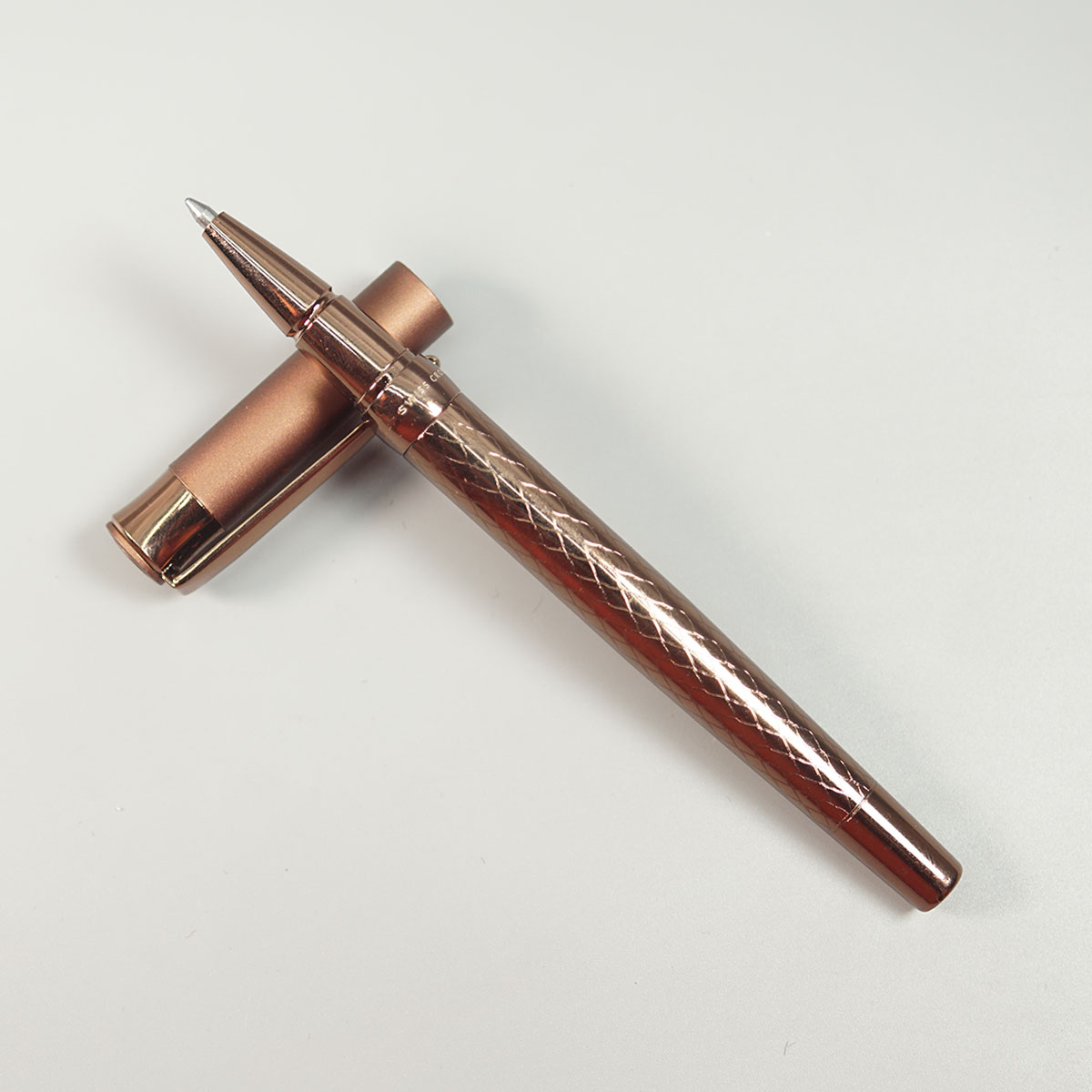 Swiss Cross 1001 Brown Color Body With Clip And Trim Fine Tip Roller Ball Pen SKU 10581