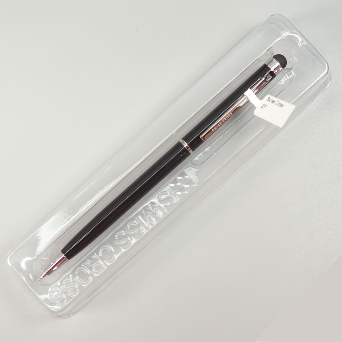 Swiss Cross 932 Black Color Body With Silver Color Clip Stylus Twist Type Ball Pen SKU 10696