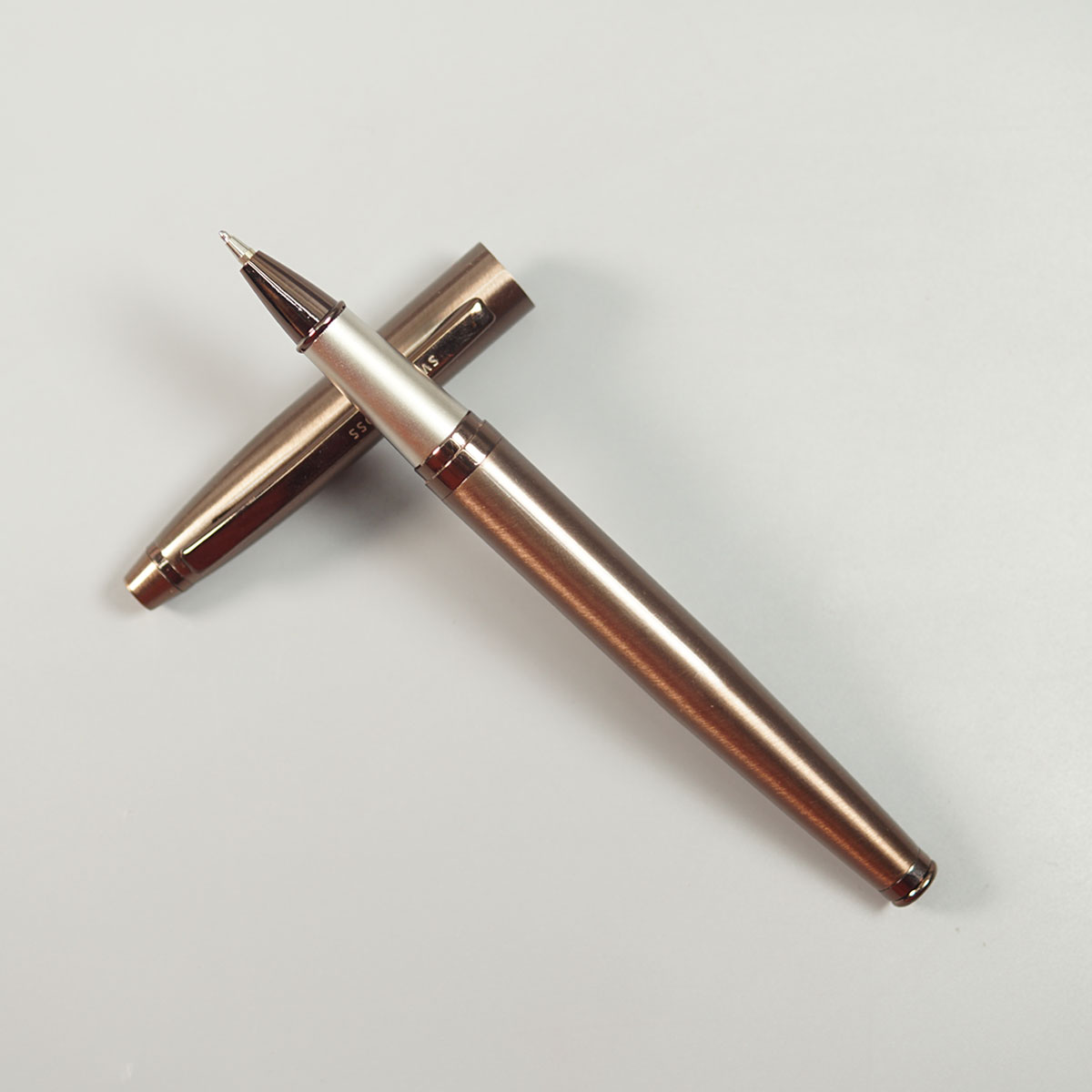 Swiss Cross 1102 Coffee Smell Brown Color Body And Clip And Trim Fine Tip Cap Type Ball Pen SKU 10705