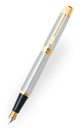 Sheaffer® 300 Brushed Chrome Featuring Gold Tone Trim Fountain Pen Model: 10733