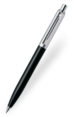 Sheaffer Model: 10790 Sentinel  Black Barrel  Brush Chrome Cap With Nickel Plate Trim ball pen