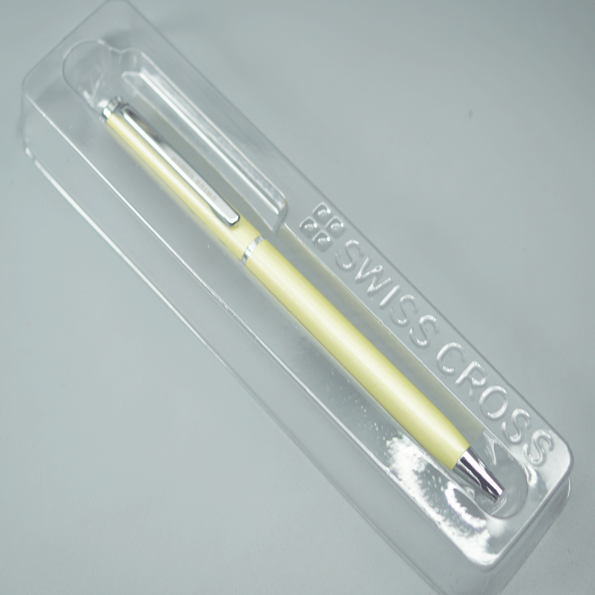 Swiss Cross Glossy Light Green Color Body And Silver Color Trim And Clip Fine Tip Twist Type Ball Pen SKU 10865