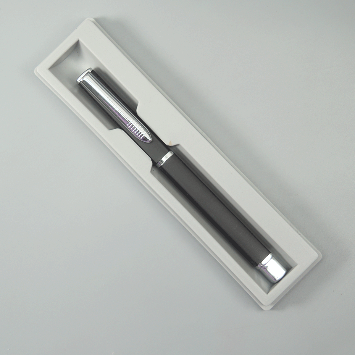 Swiss Cross Matte  Square Shape Black Color Body And Silver Color Trim And Clip Fine Tip Cap Type Ball Pen SKU 10873