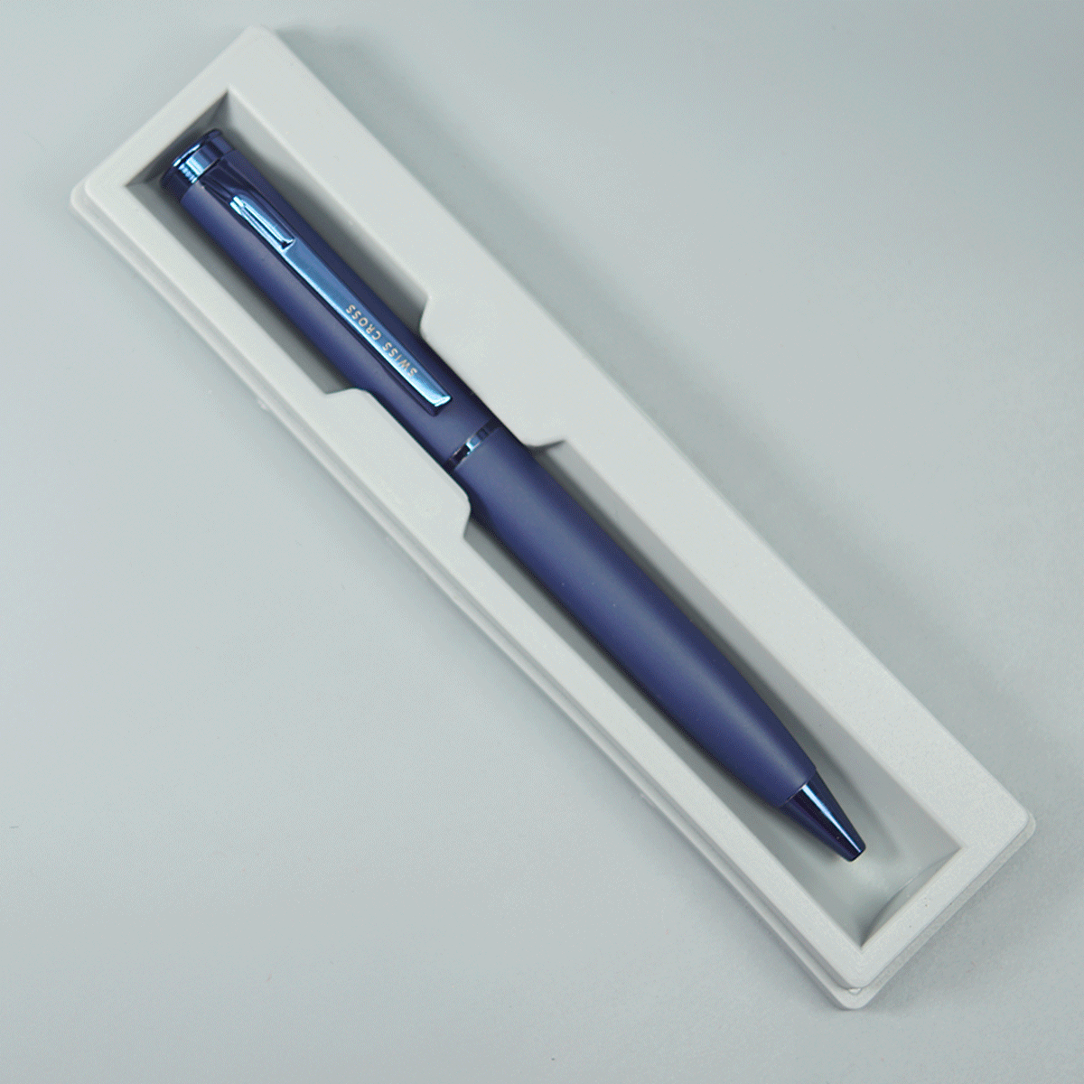 Swiss Cross Matte Blue Color Body And Blue Color Trim And Clip Fine Tip Twist Type Ball Pen SKU 10880