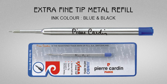 Pierre Cardin Model ; 10972 Extra Fine Tip Blue Ink  Roller Ball  Metal Refill 