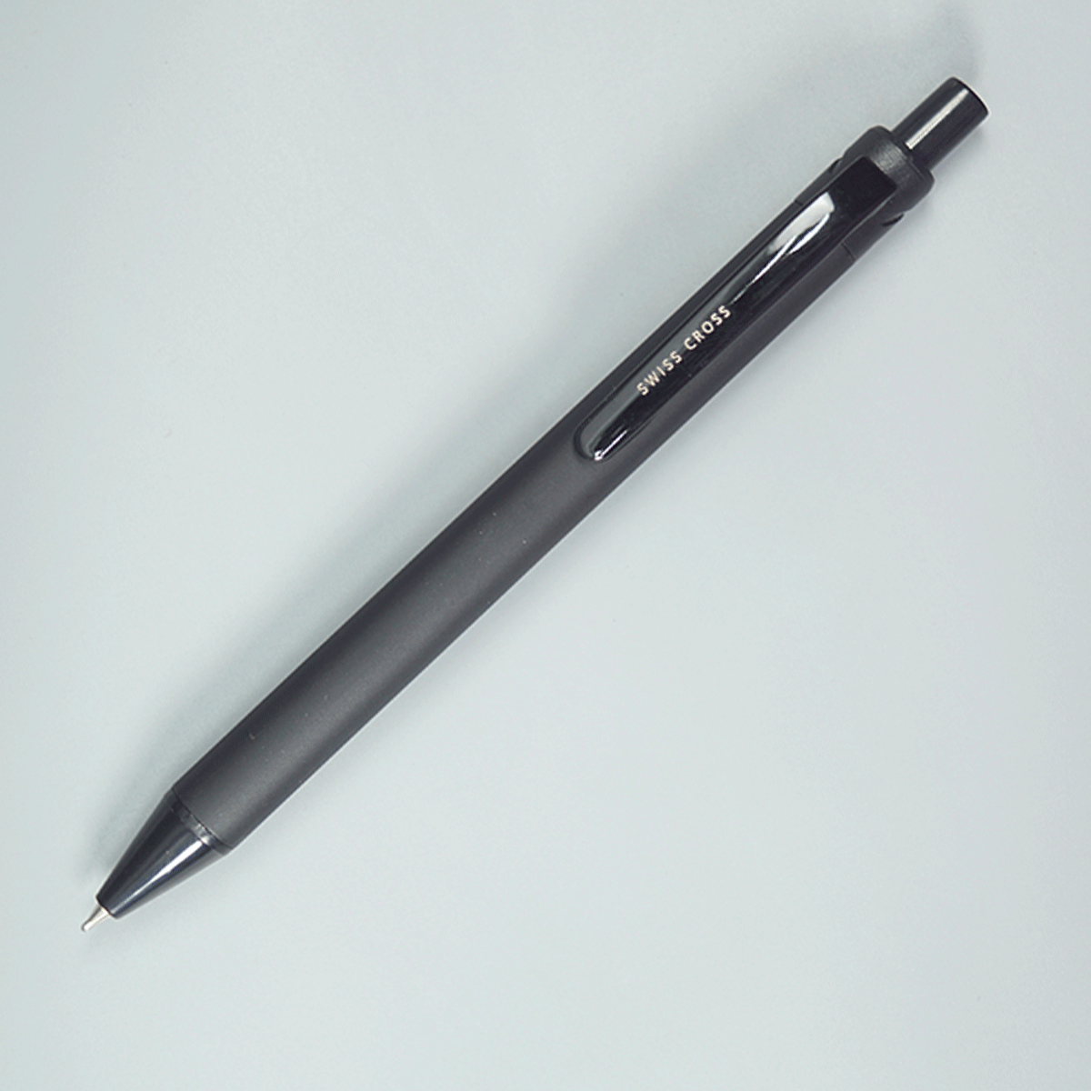 Swiss Cross Black Color Body With Black Color Trim And Clip Fine Tip Retractable Ball Pen SKU 10976