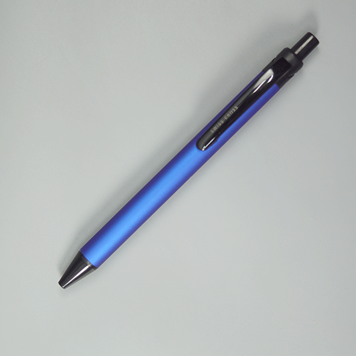 Swiss Cross Blue Color Body With Black Color Trim And Clip Fine Tip Retractable Ball Pen SKU 10977
