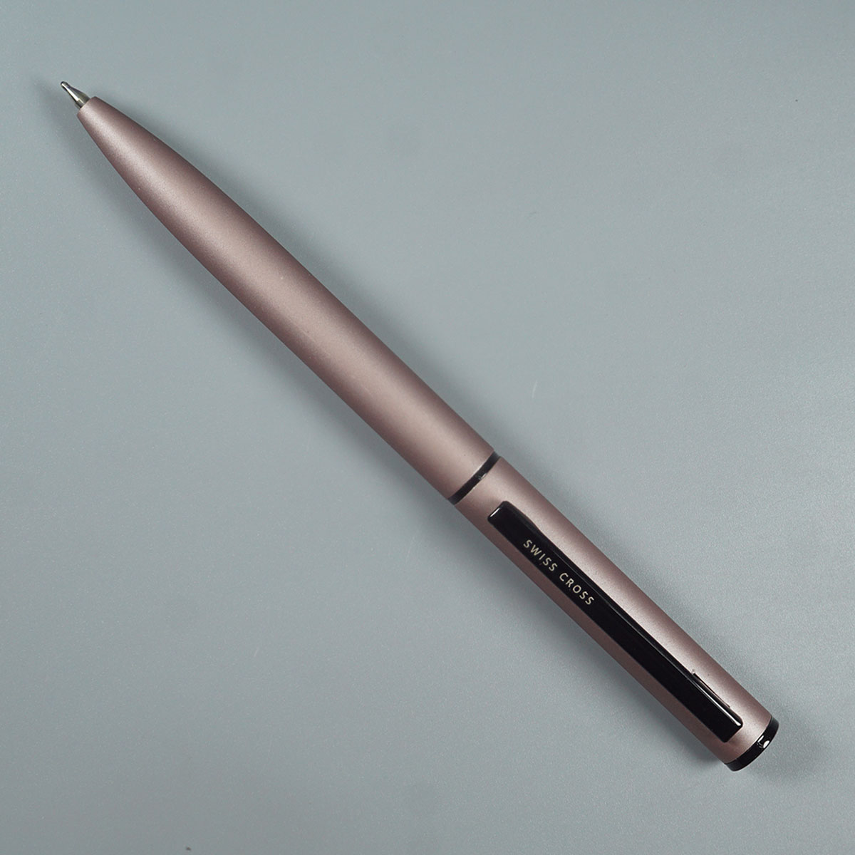 Swiss Cross 2035 Coffee Dusky Pink Color Body With Black Color Clip Twist Type Ball Pen SKU10991