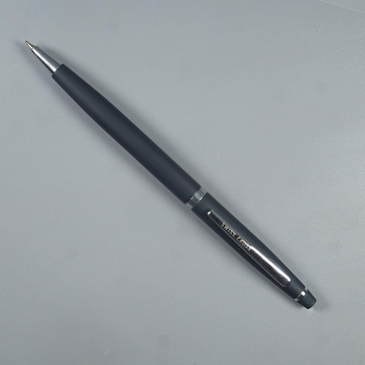 Swiss Cross 2067 Black Color Body With Silver Color Clip Twist Type Ball Pen SKU 10992