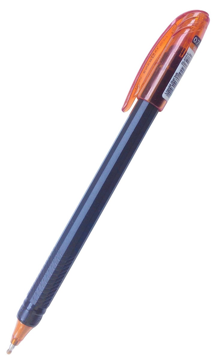 PENTEL ENERGEL PEN – BLACK COLOR BODY ORANGE COLOR WRITING CAP TYPE OPEN MODEL: 11029