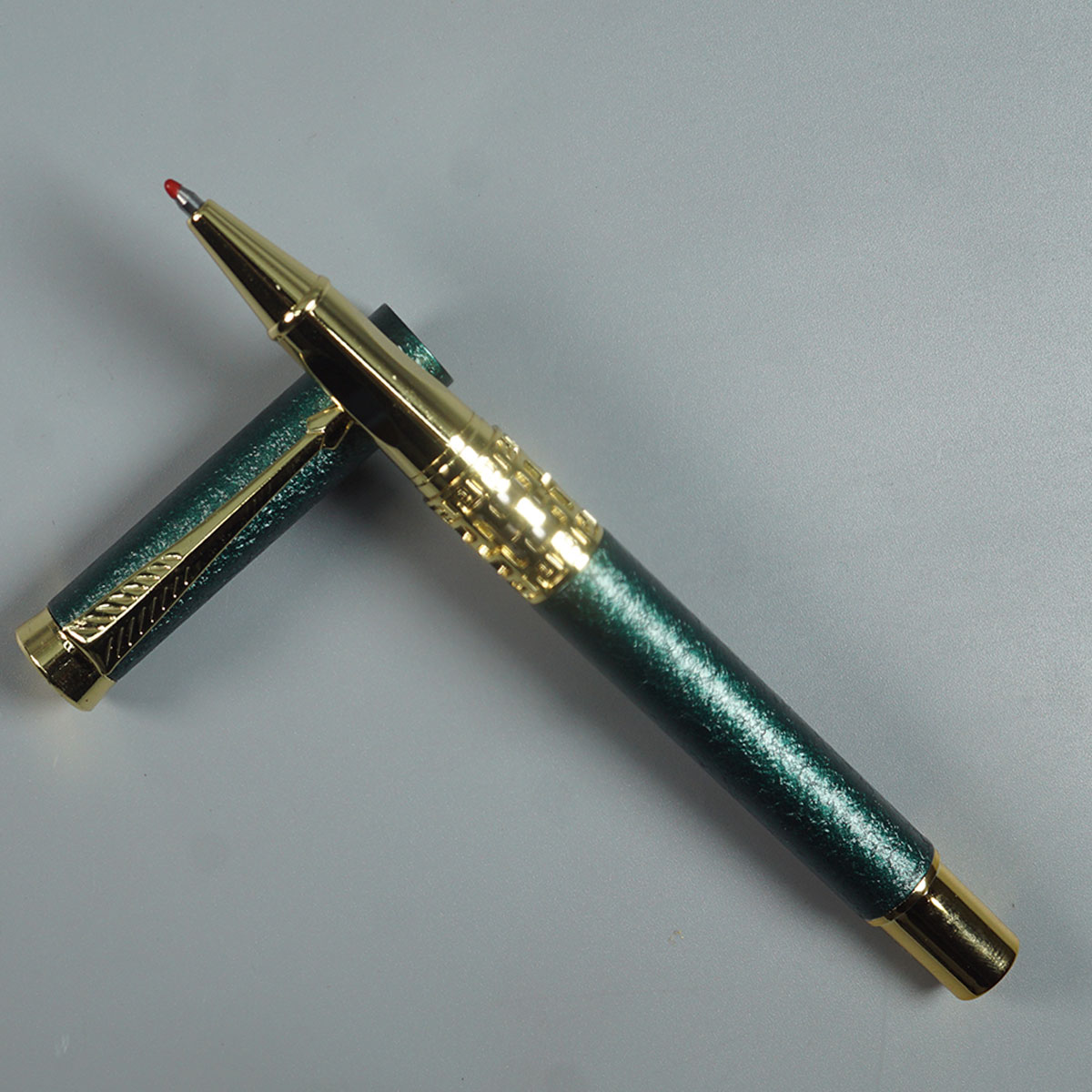 Luoshi 3217 Matte Rock Green Finish Color Body With Gold Color clip Roller Ball Pen SKU 11610