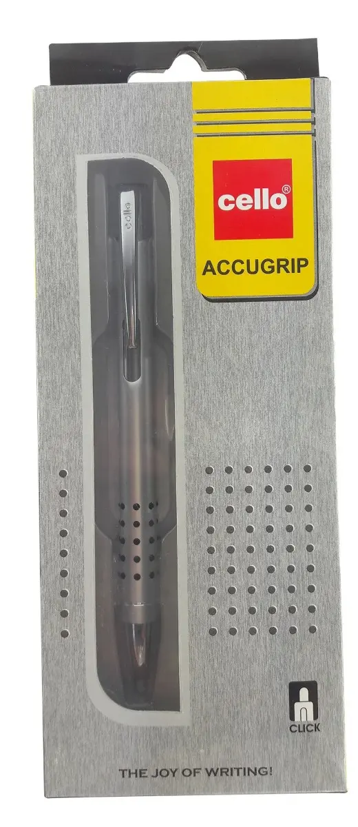 Cello Accugrip Silver Color with Grip Holding Click Type Ball Pen