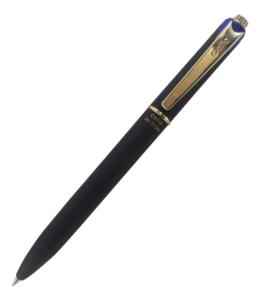 Cello Model No: 11888 Jet Maxx Gold Black Color Rubberised Body Click Type Ball pen