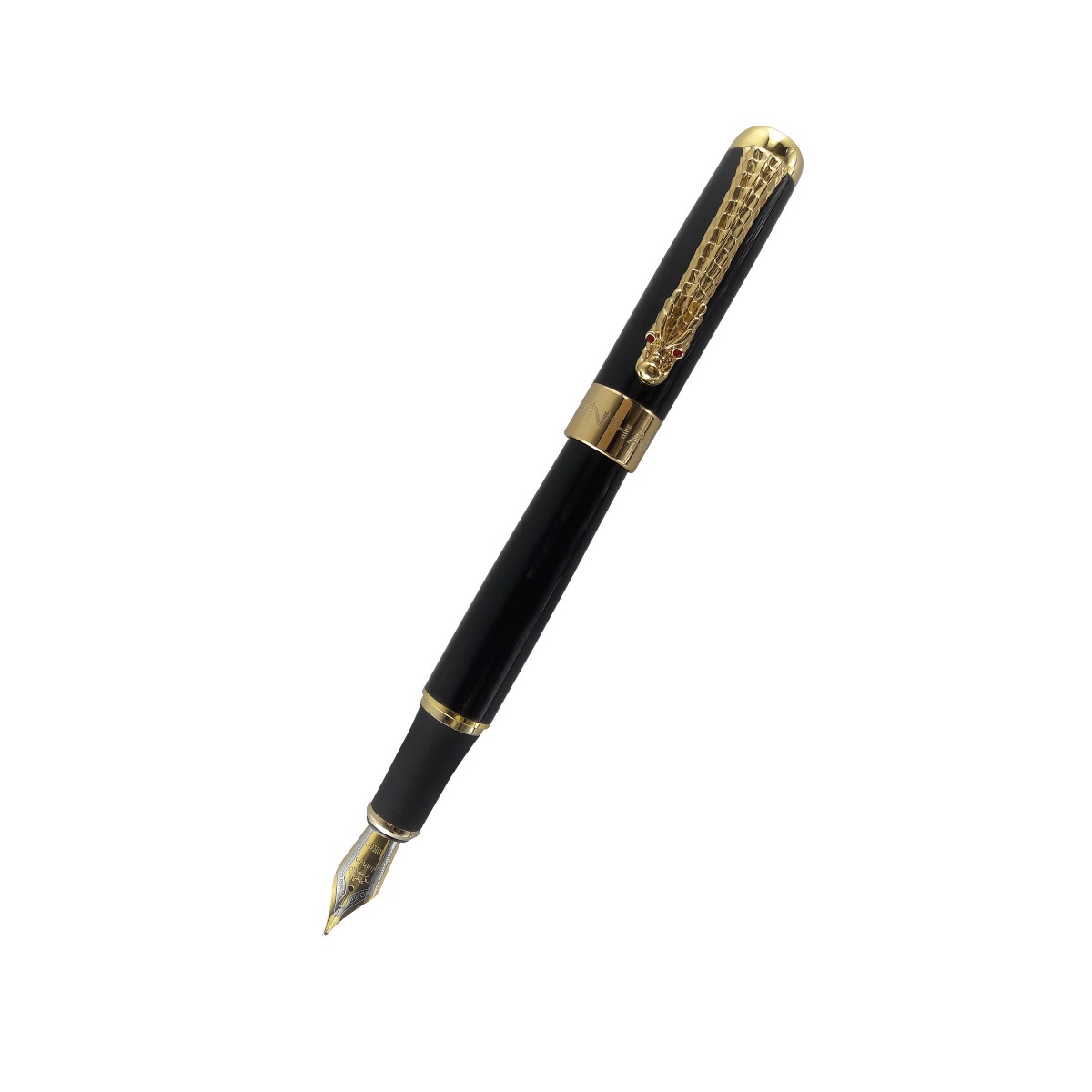 Jinhao 1200 Model: 12079 Black color body with golden color dragon clip medium tip cap type fountain pen