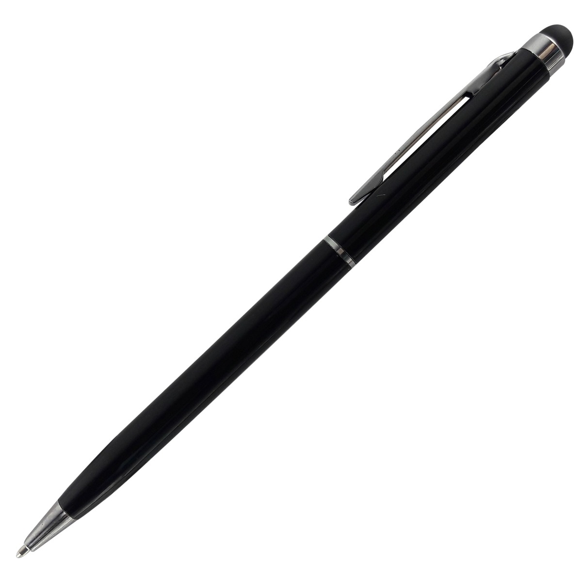 Penhouse.in Model ; 12206 Full black color stylus twist type ball pen with silver clip