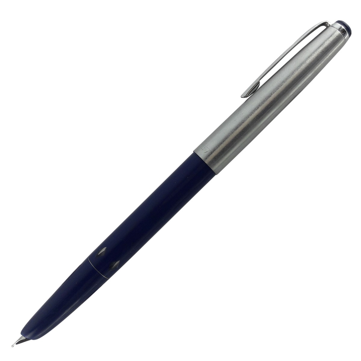  Camlin 47 Blue Color Body with Silver Clip Medium Nib Piston Type Fountain Pen SKU 12313