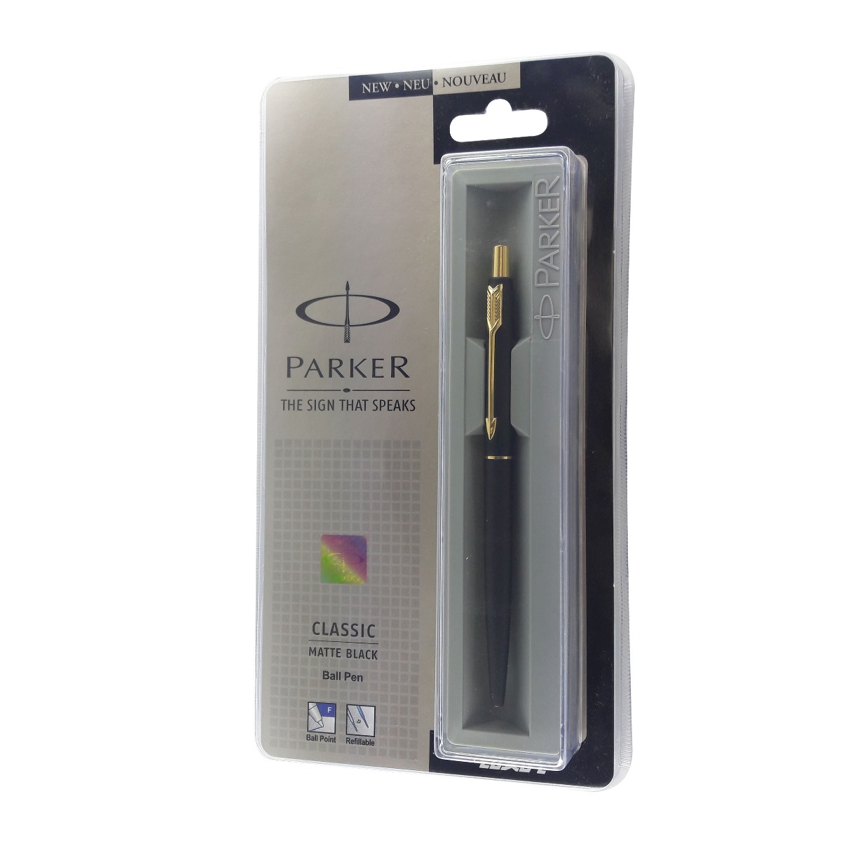 Parker Model : 12362 Parker Classic Matte Black body Slim Type with golden clip ball pen 