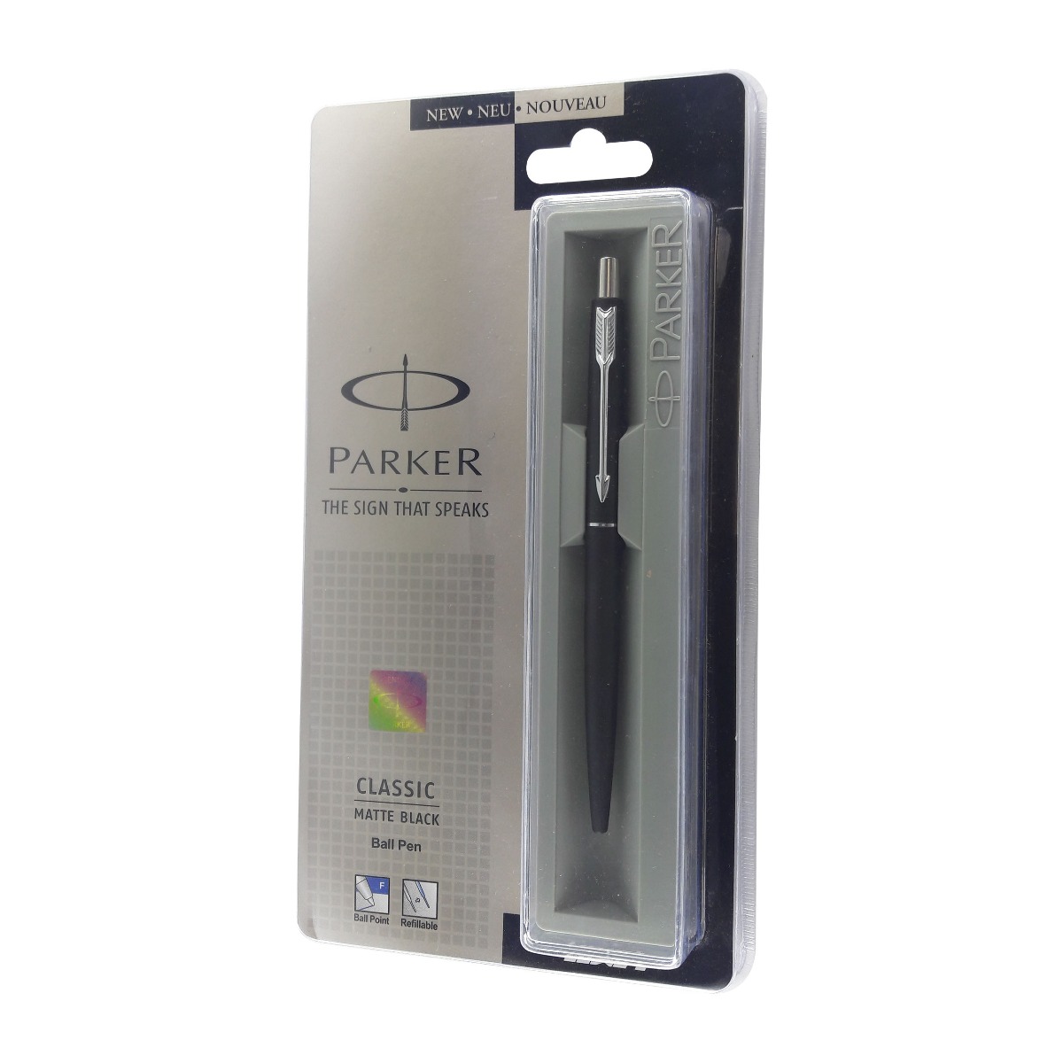 PARKER CLASSIC MATTE BLACK BODY SLIM TYPE SILVER CLIP BALL PEN MODEL : 12363