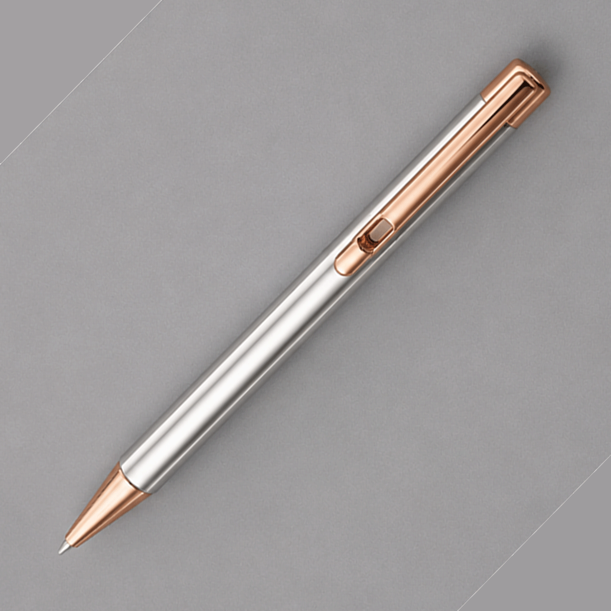 penhouse.in pens Silver with Rose Gold Color Body, Rectractable Type Ball Pen SKU 12440