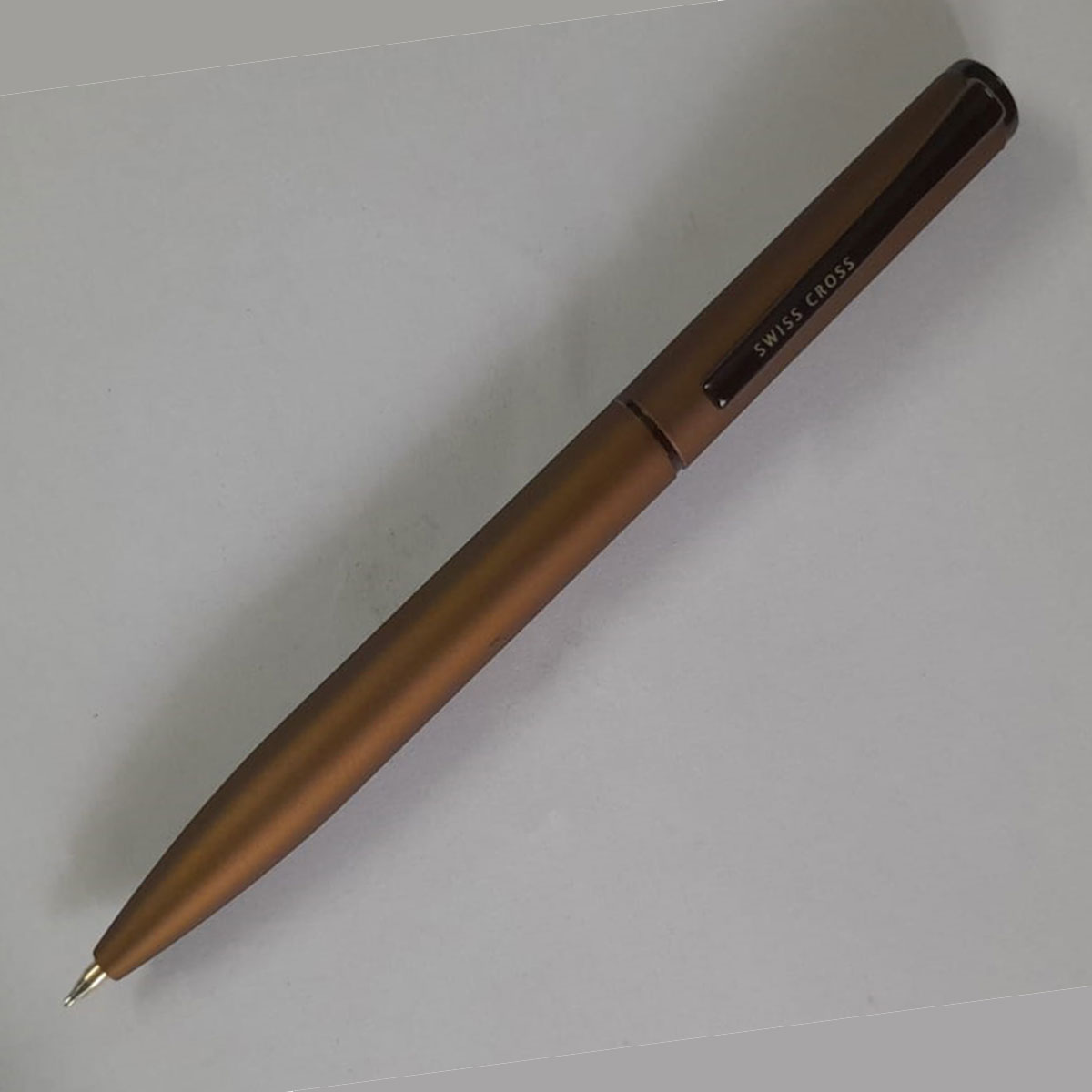 Swiss Cross 2030 Coffee Brown Color Body with Cap, Brown Color Clip Twist Type Ball Pen SKU 12503