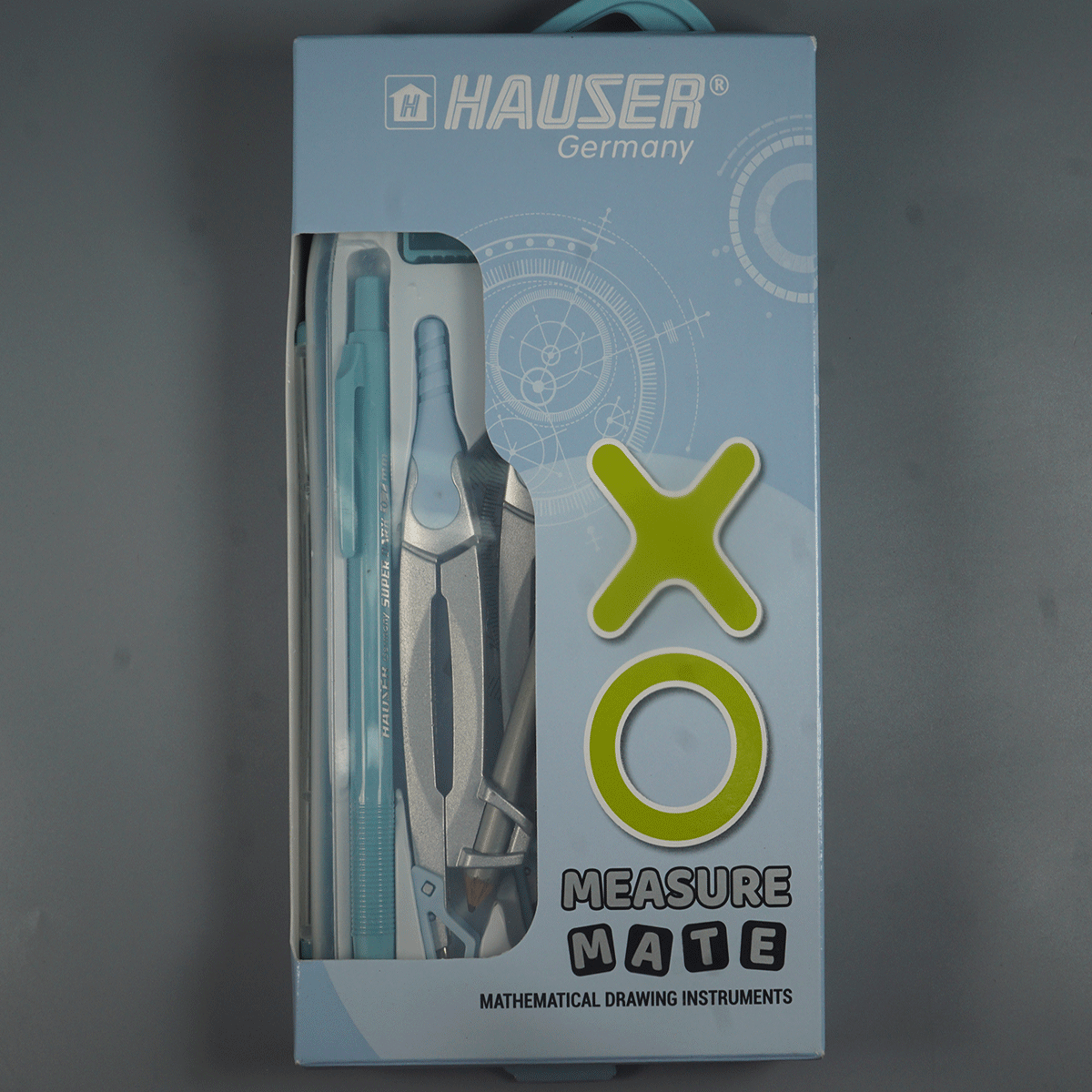 Hauser Measure Mate Mathematical Drawing Instrument Geometry Box Blue Color Body SKU 52184