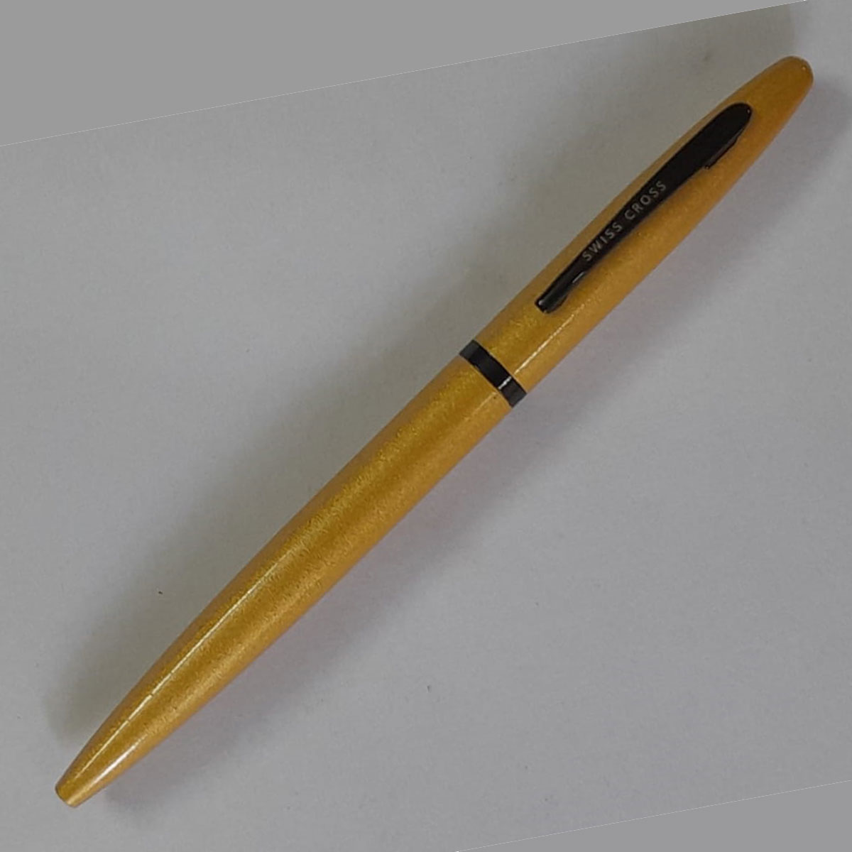 Swiss Cross 863 Golden Yellow Color Body with Black Color Trim and Clip Twist Type Ball Pen SKU 12519