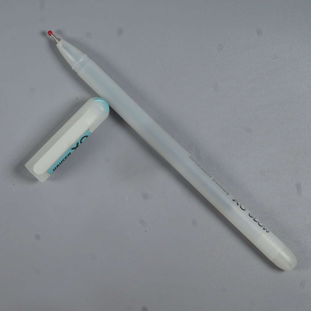 Hauser Glow In The Dark Ball Pen White Color Body And Cap Blue Writing Ball Pen SKU 12626