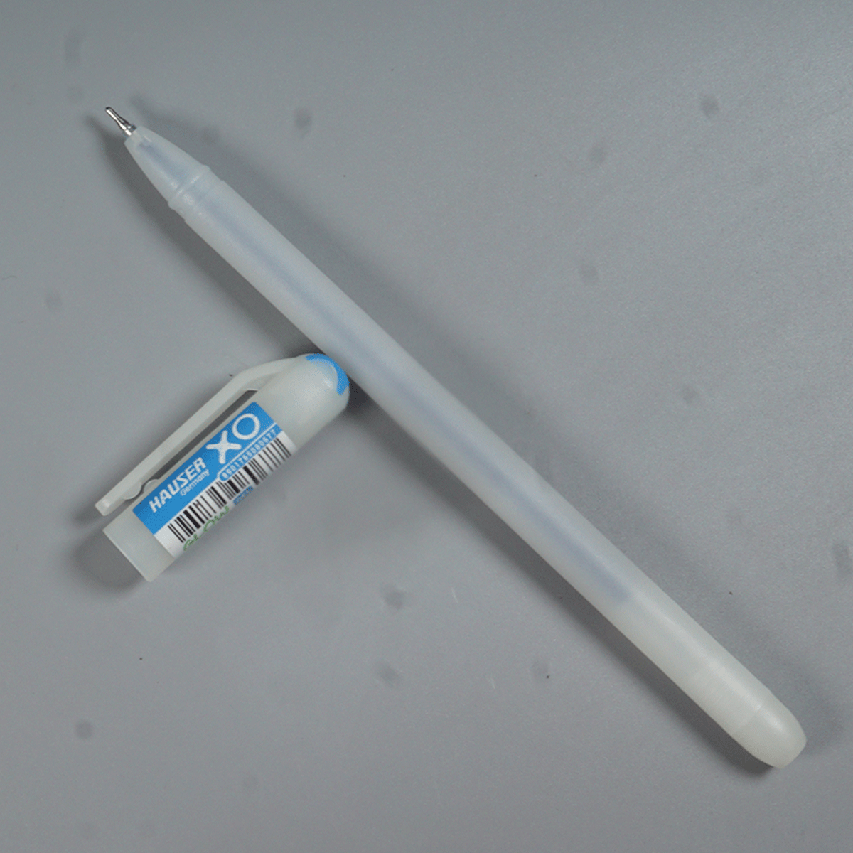 Hauser Glow In The Dark Gel Pen White Color Body And Cap Blue Writing Gel Pen SKU 12630