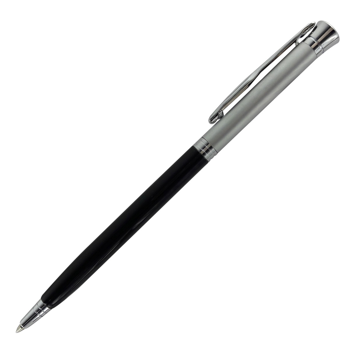 Pierre cardin Dance Model: 12671 Black color body with silver Top On Blue Stone clip fine tip twist type ball pen