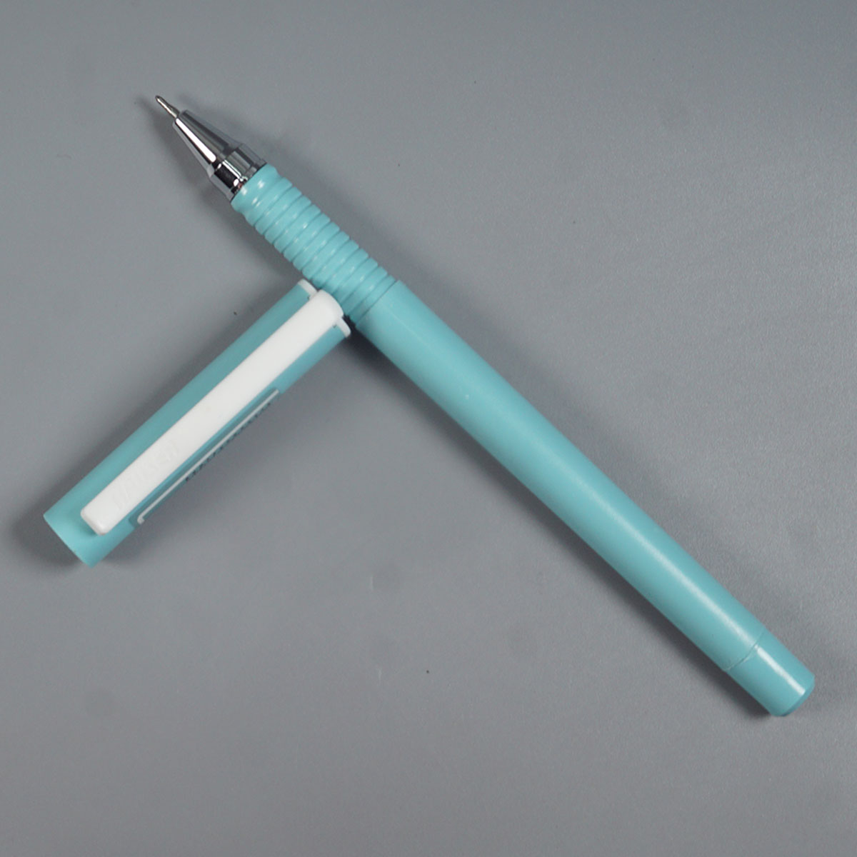 Hauser UV Gel Pen Blue Color Body And Cap, White Color Clip Fine Tip Blue Gel Pen SKU 12741