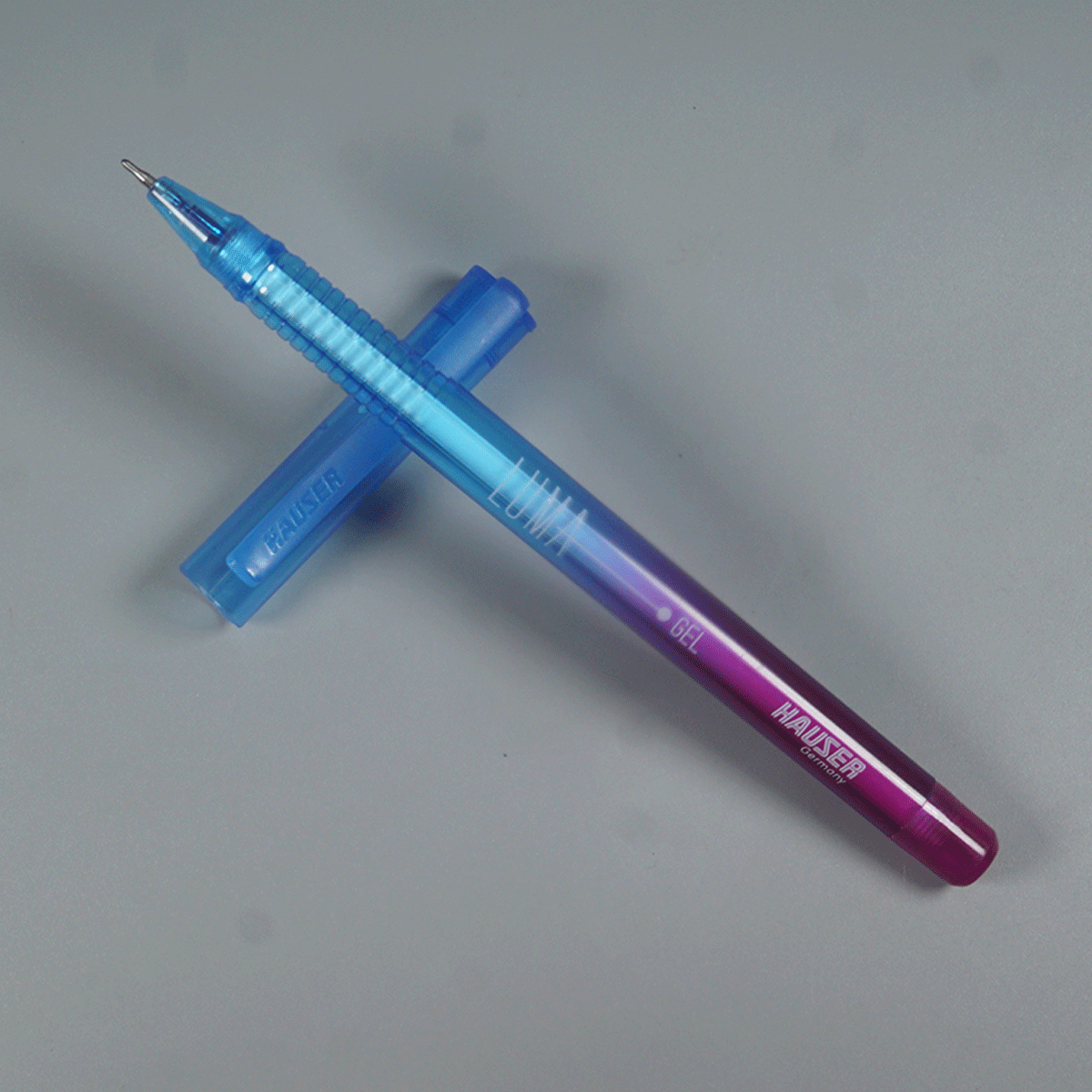 Hauser Luma Blue And Pink  Color Body With Blue Cap Fine Tip Gel Pen SKU 12801