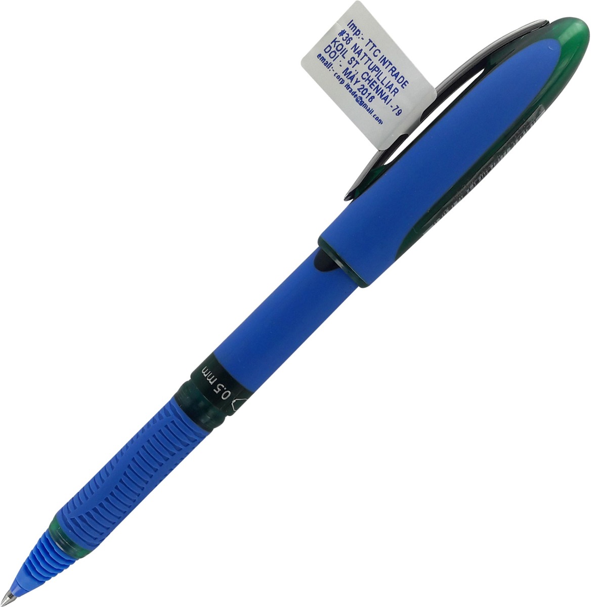 Schneider Model:12876 Blue color body with green ink 0.5 mm tip cap Type document writer gel pen