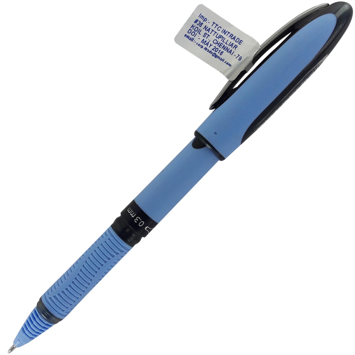 Schneider Model:12878 Sky Blue color body with Black ink 0.3 mm tip cap Type document writer gel pen