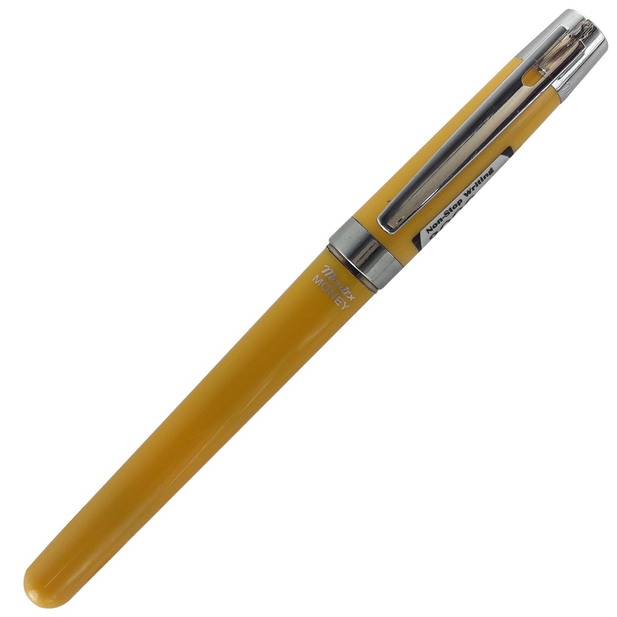 Montex Money Model: 12930 Yellow color body with silver clip medium tip cap type Gel pen