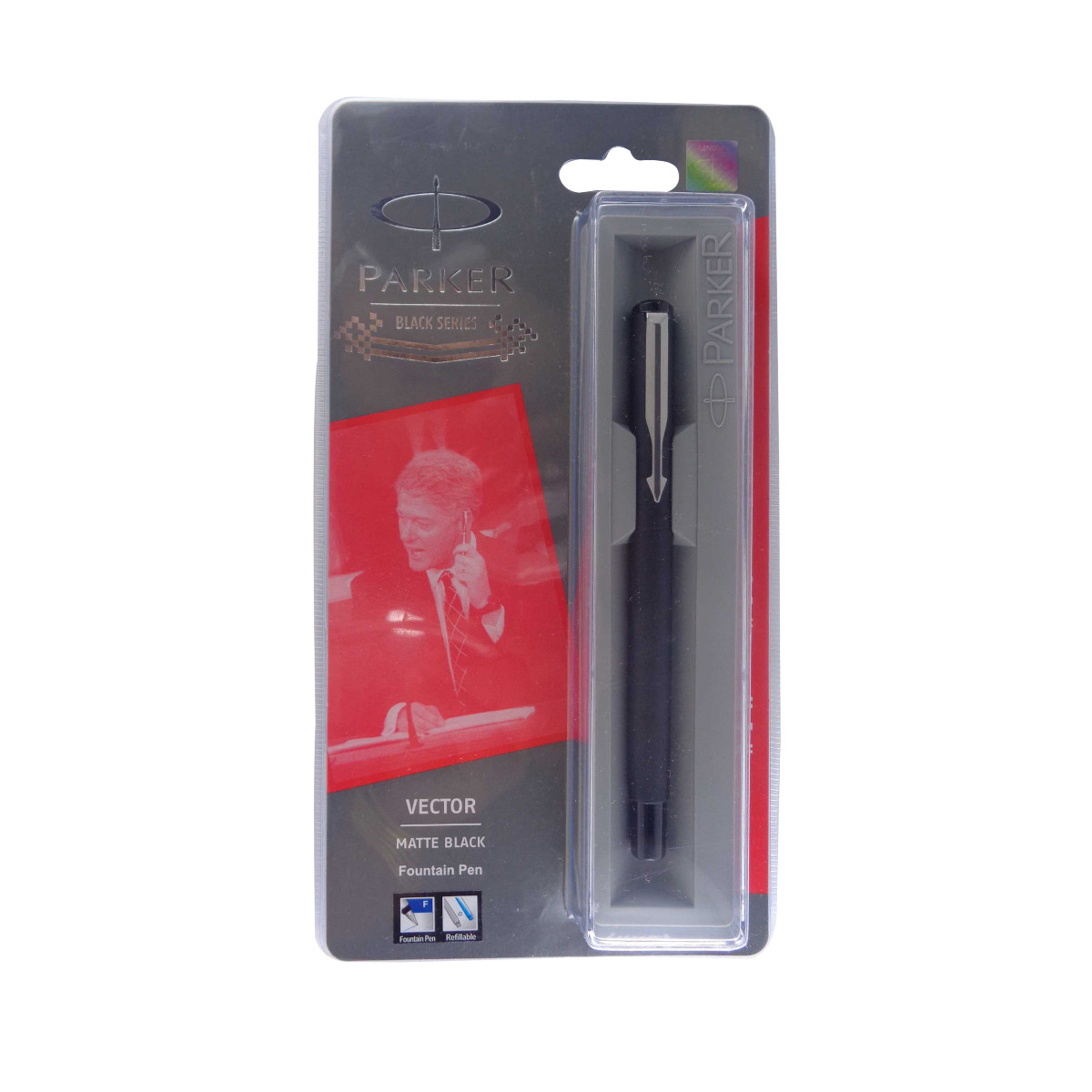 Parker vector Matte black with Silver clip cap type fine Tip fountain pen Model No 13325