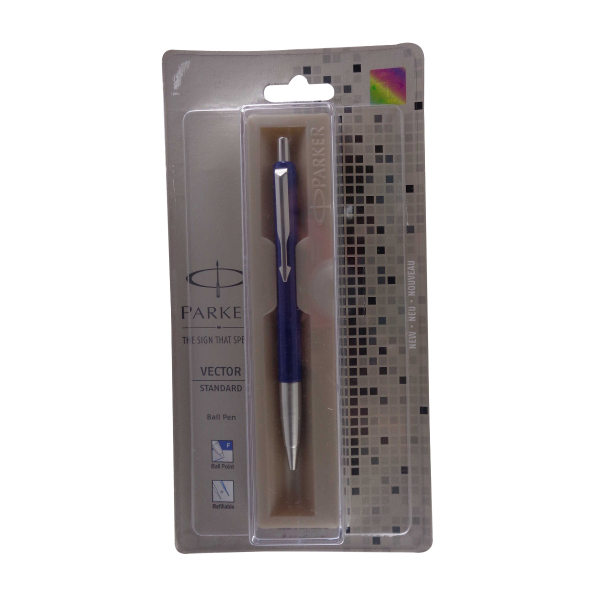 Parker vector standard Dark Blue  with silver clip fine Tip Rectractable Ball pen Model No 13373