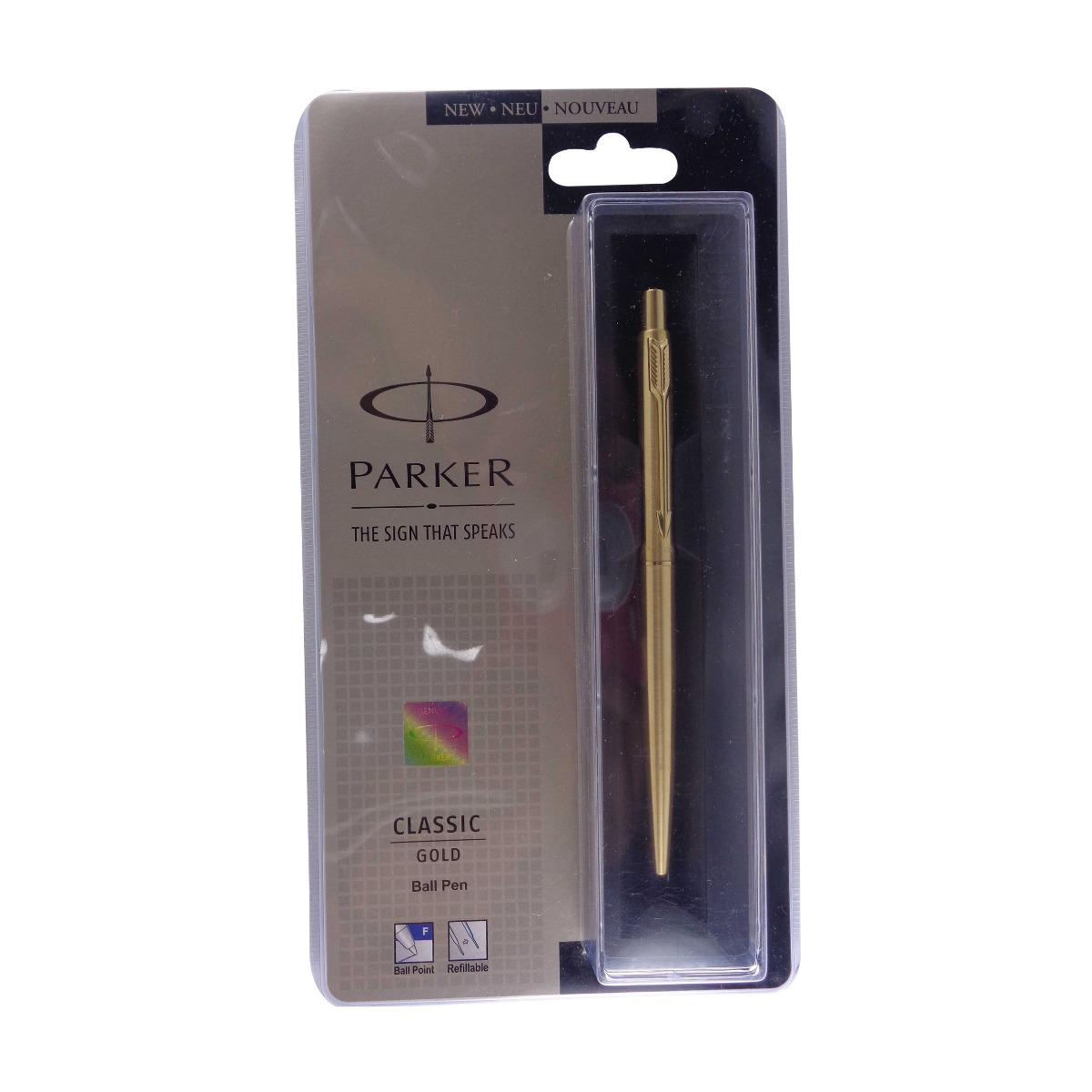 Parker classic gold full golden color body fine Tip rectractable ball pen Model No 13392