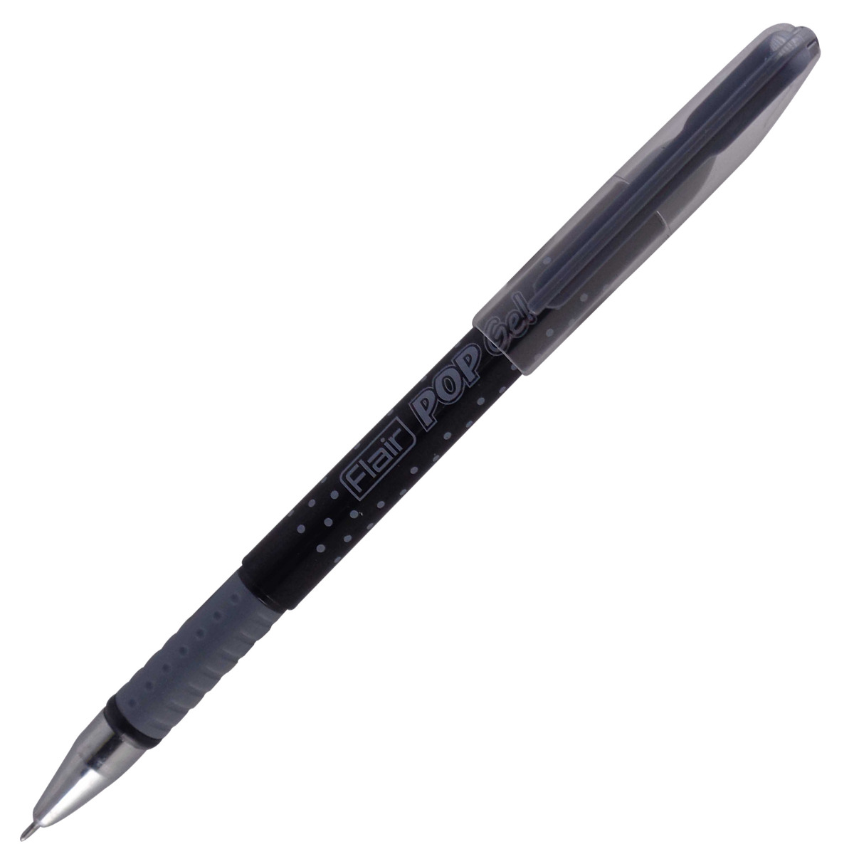 Flair Model ; 13413 Flair pop Gel Black color Body Fine tip water proof cap type Gel pen